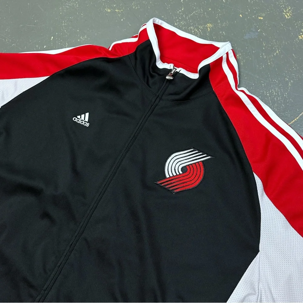 Adidas Portland Trailblazers NBA Shoot Around Warm Up Full Zip Crew Neck XXL - Picture 3 of 9